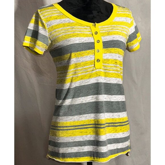 Unionbay Gray and Yellow Striped Tee, Large - Picture 6 of 6